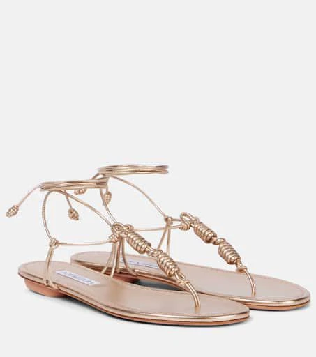 Aquazzura Oaxaca metallic leather thong sandals 1