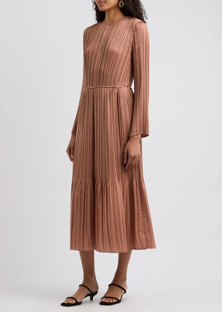 Vince Pleated satin midi dress 2