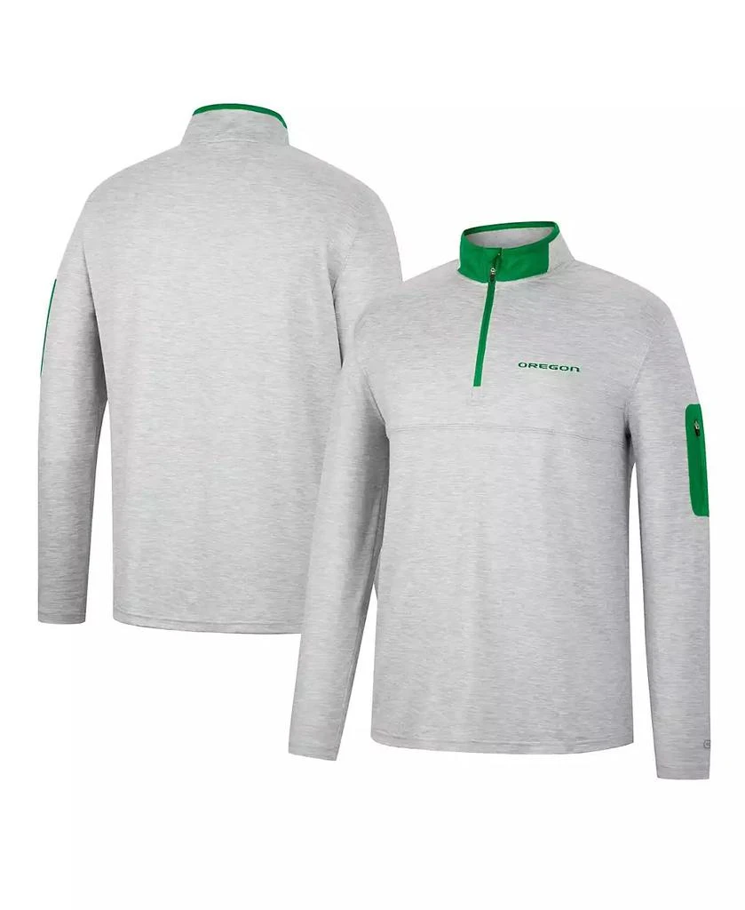 Colosseum Men's Heathered Gray, Green Oregon Ducks Country Club Windshirt Quarter-Zip Jacket 1