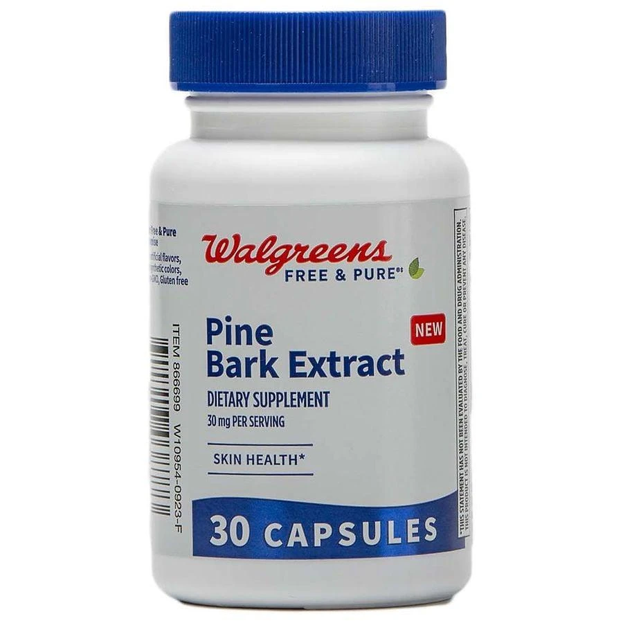 Walgreens Free & Pure Pine Bark Extract Supplement 30mg Capsules for Skin Health (30 days) 3