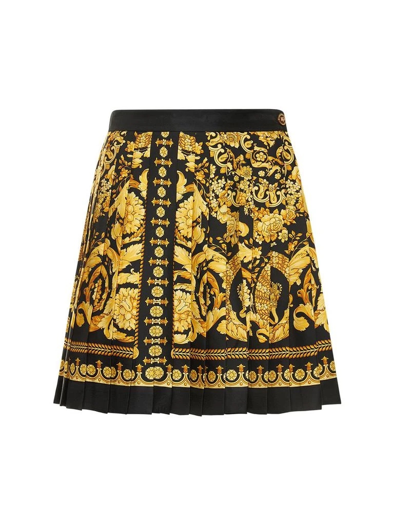 Versace Barocco Printed Pleated Silk Mini Skirt 1