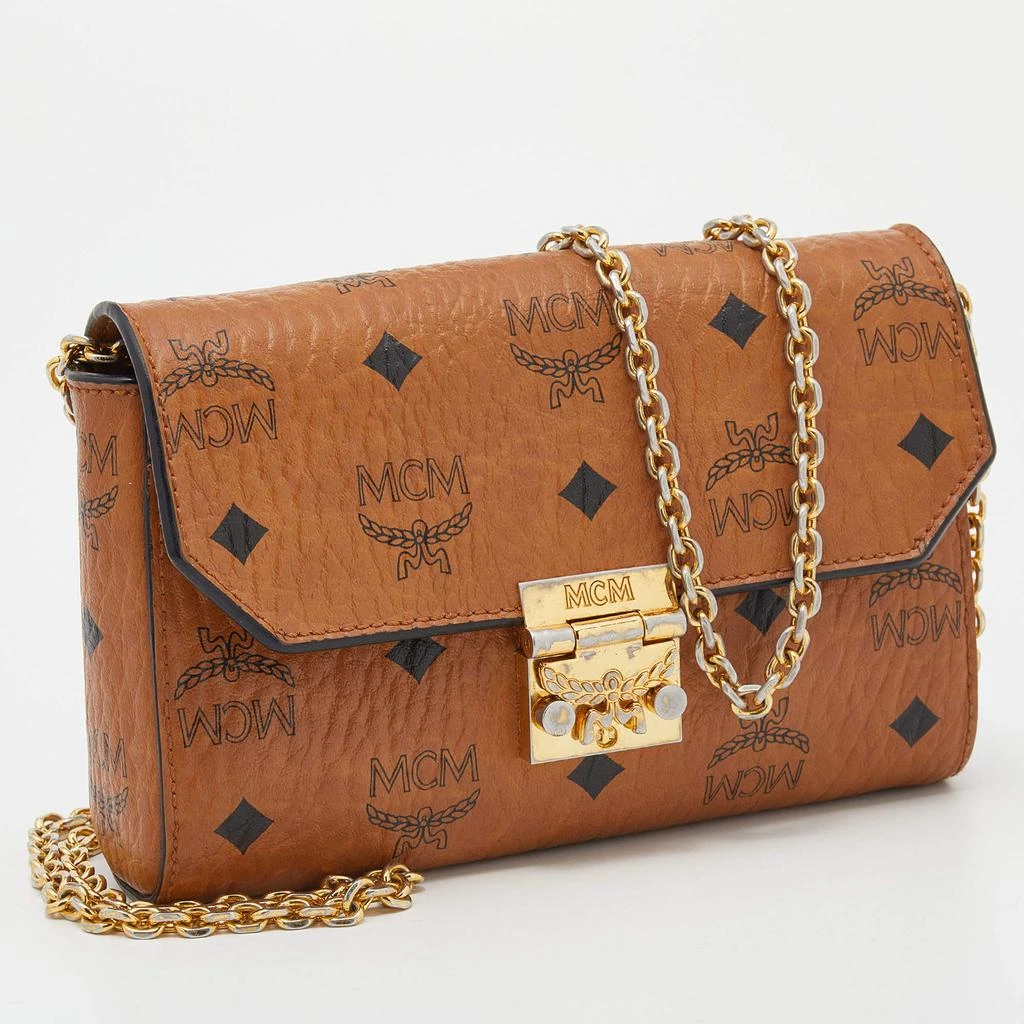 MCM MCM Cognac Visetos Coated Canvas Patricia Wallet on Chain 3