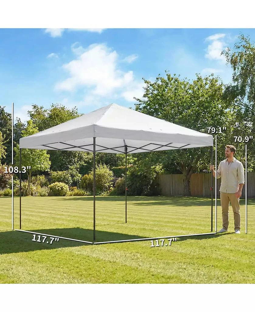 Outsunny 10 x 10 ft Pop Up Canopy Tent with One Push Setup, Dark 2