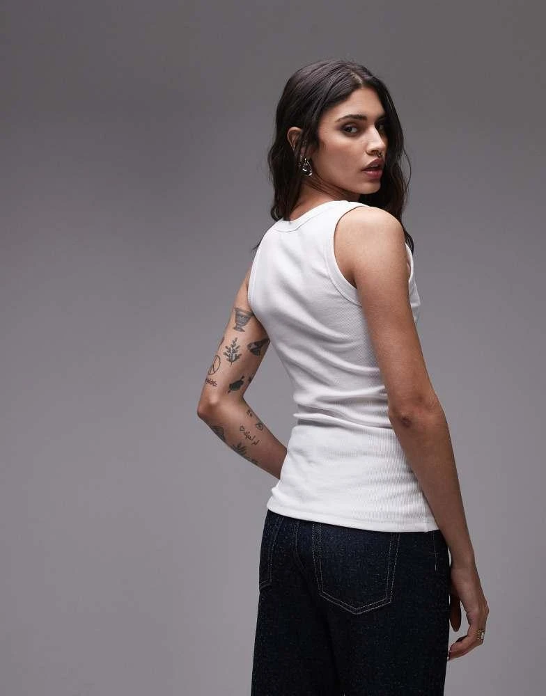 Topshop Topshop rib scoop neck vest in white 4