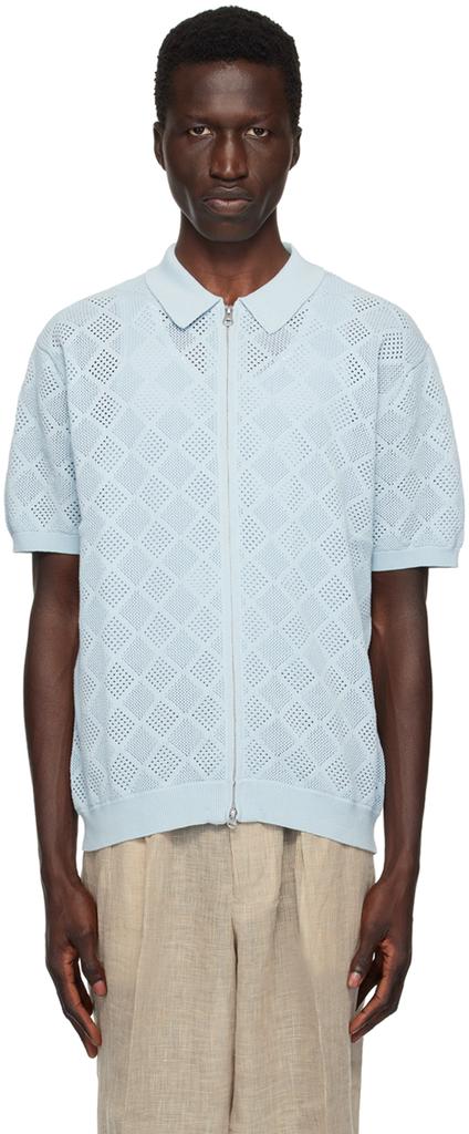 BEAMS PLUS Blue Mesh Polo