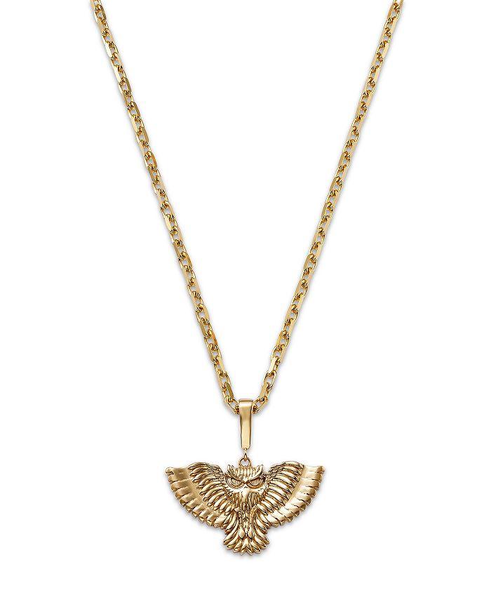 Bloomingdale's Fine Collection Bloomingdale's Fine Jewelry Men's Owl Pendant Necklace in 14K Yellow Gold, 22"