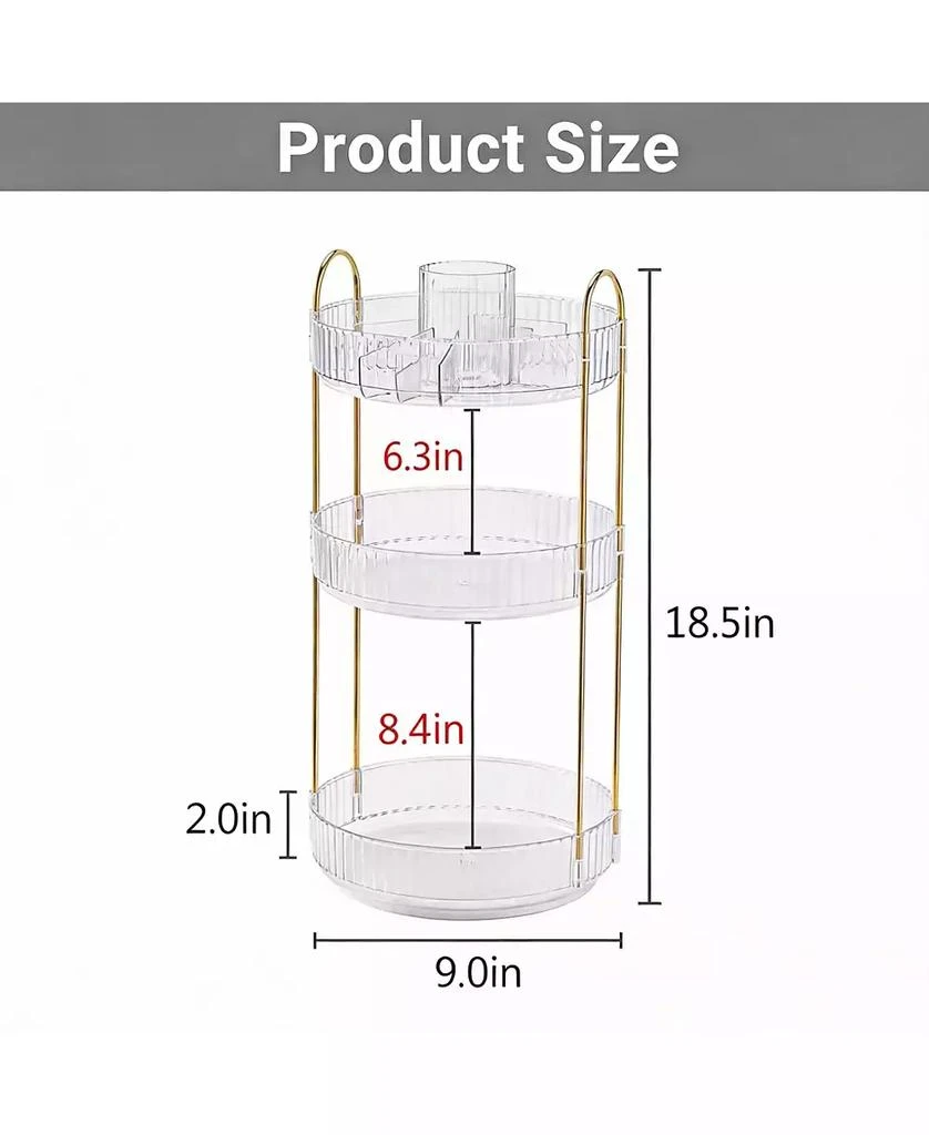 YIGII 360° Rotating Makeup Organizer - 3 Tier, Large Capacity, Easy Assembly, Durable ABS 4