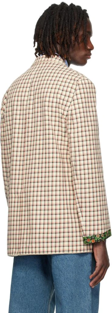 Valentino Beige Check Pattern Single-Breasted Cotton Blazer 3