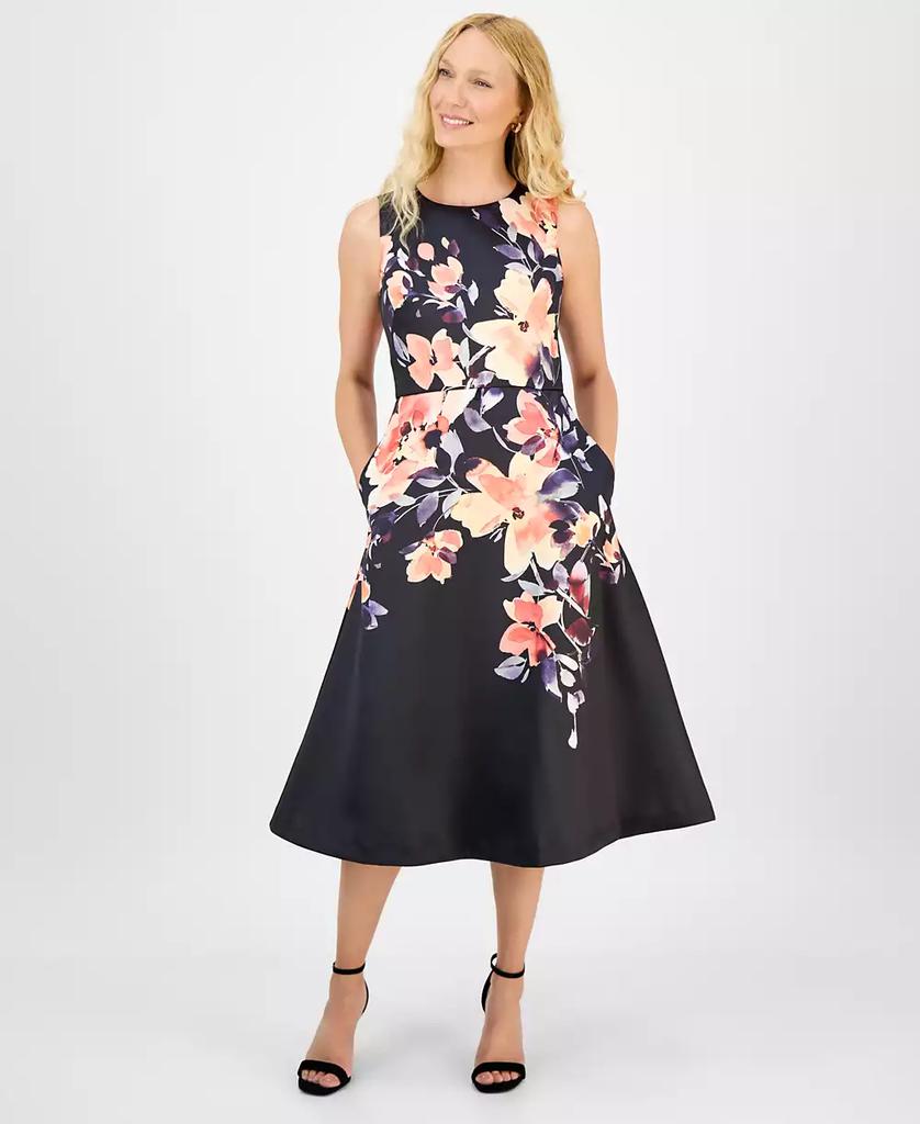 julia jordan Women's Printed Sleeveless Midi Dress