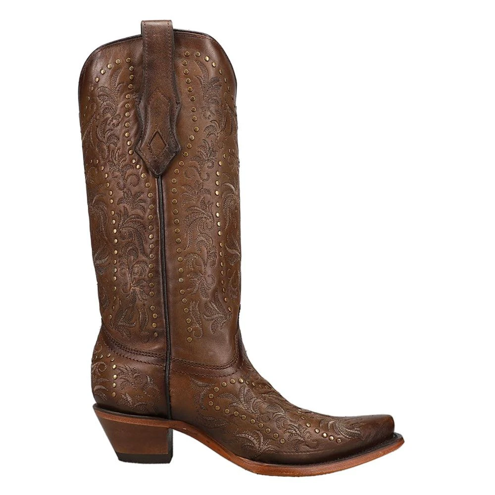 Corral Boots Maple Embroidered Studded Snip Toe Cowboy Boots