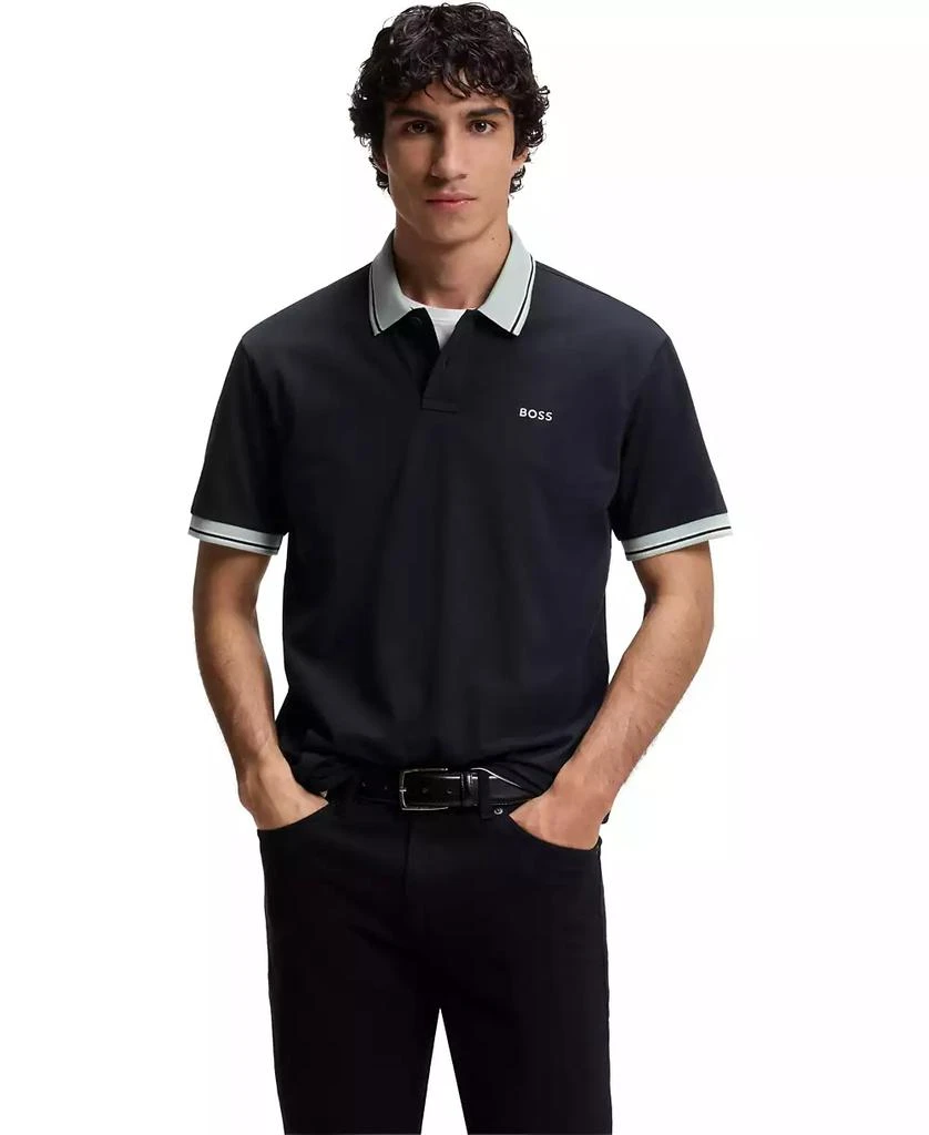 Hugo Boss Men's Cotton-Jersey Stripe Trim Polo Shirt