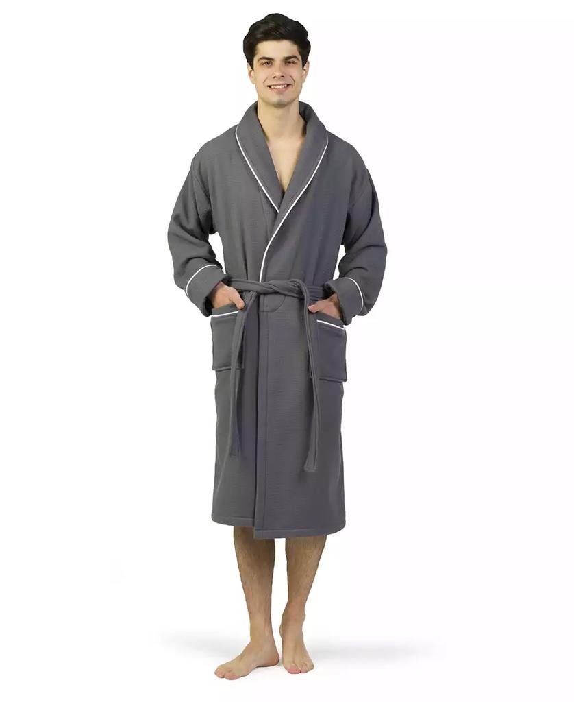 Linum Home Textiles Waffle Terry Bath Robe with Satin Piped Trim