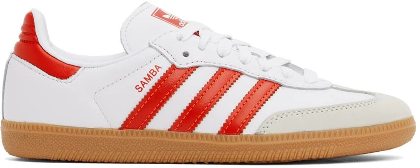 Adidas White & Red Samba OG Sneakers 1
