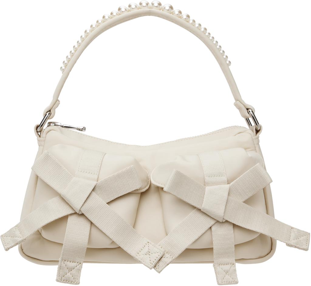Simone Rocha Off-White Beaded Utility Bow Pochette Bag
