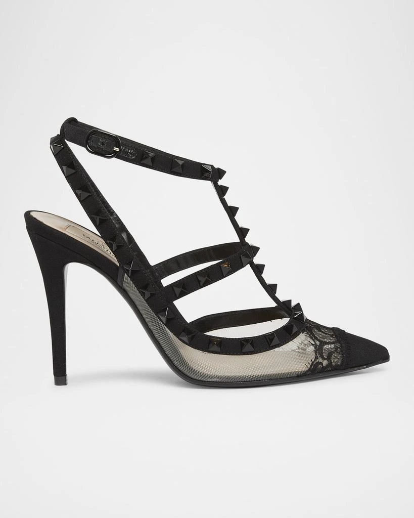 Valentino Rockstud Lace T-Strap Pumps 1