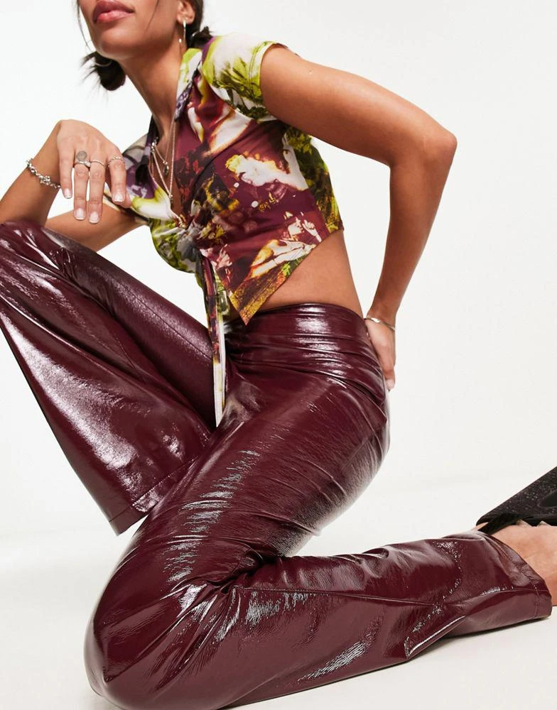 Heartbreak Heartbreak vinyl flared trousers co-ord in maroon 2