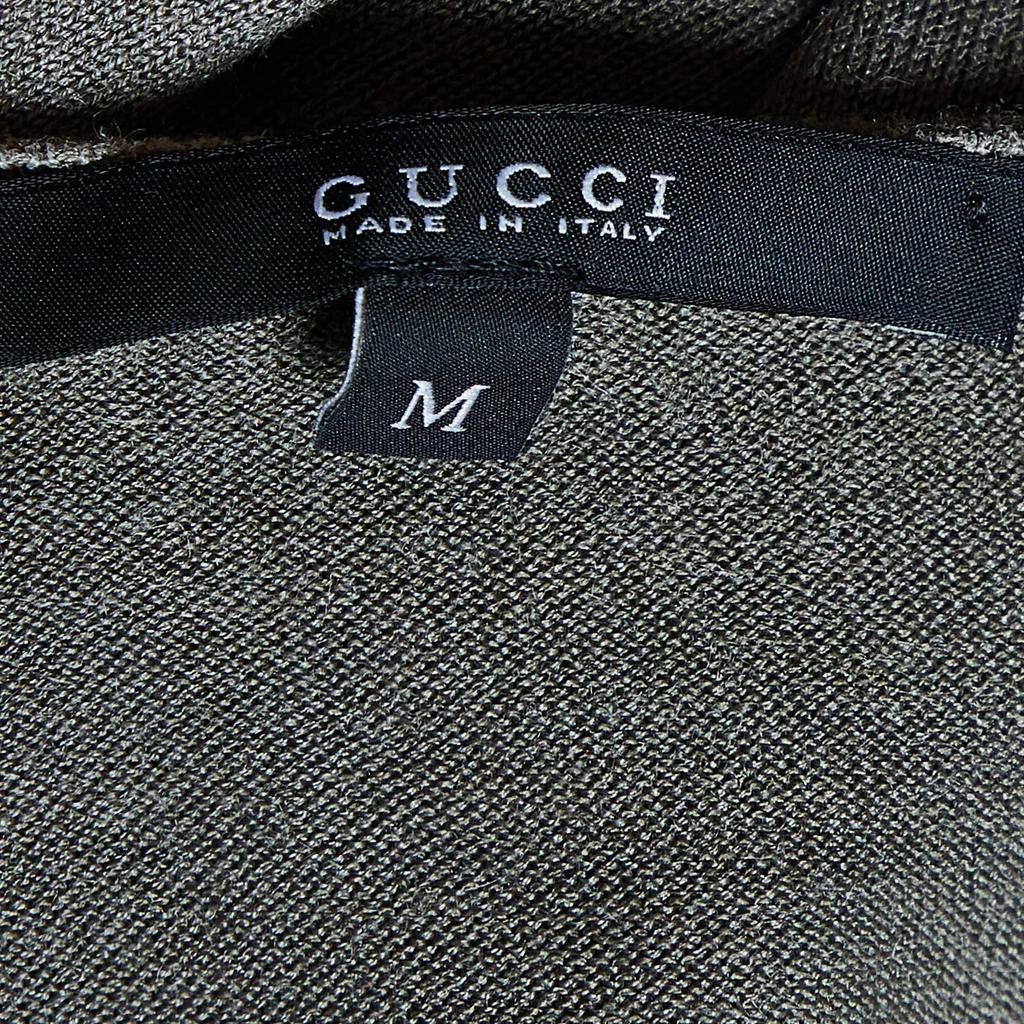 Gucci Gucci Olive Green Floral Print Silk & Knit Crew Neck Jumper M 4