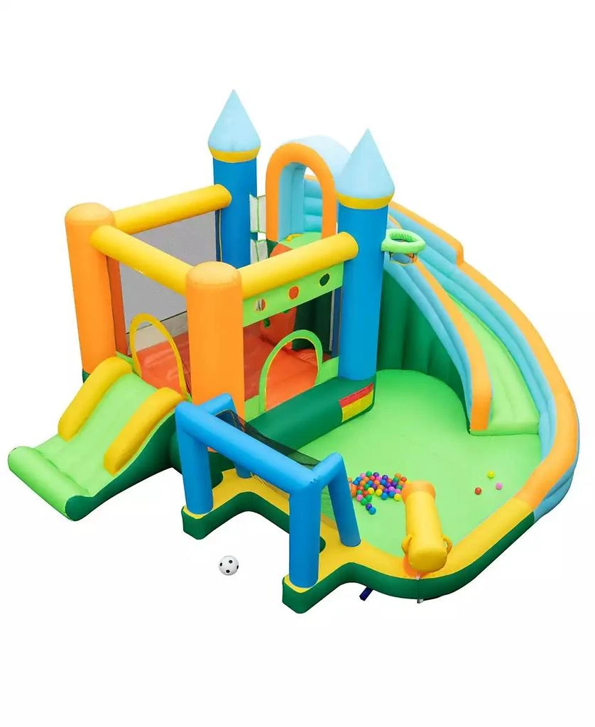 GOUUN Inflatable Water Slide Blowup Bounce House with Dual Slides and Splash Pool (Without Blower)