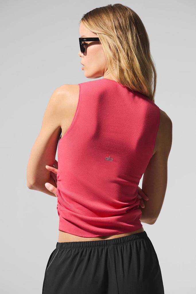 Alo Ribbed En Pointe Tank - Candy Red