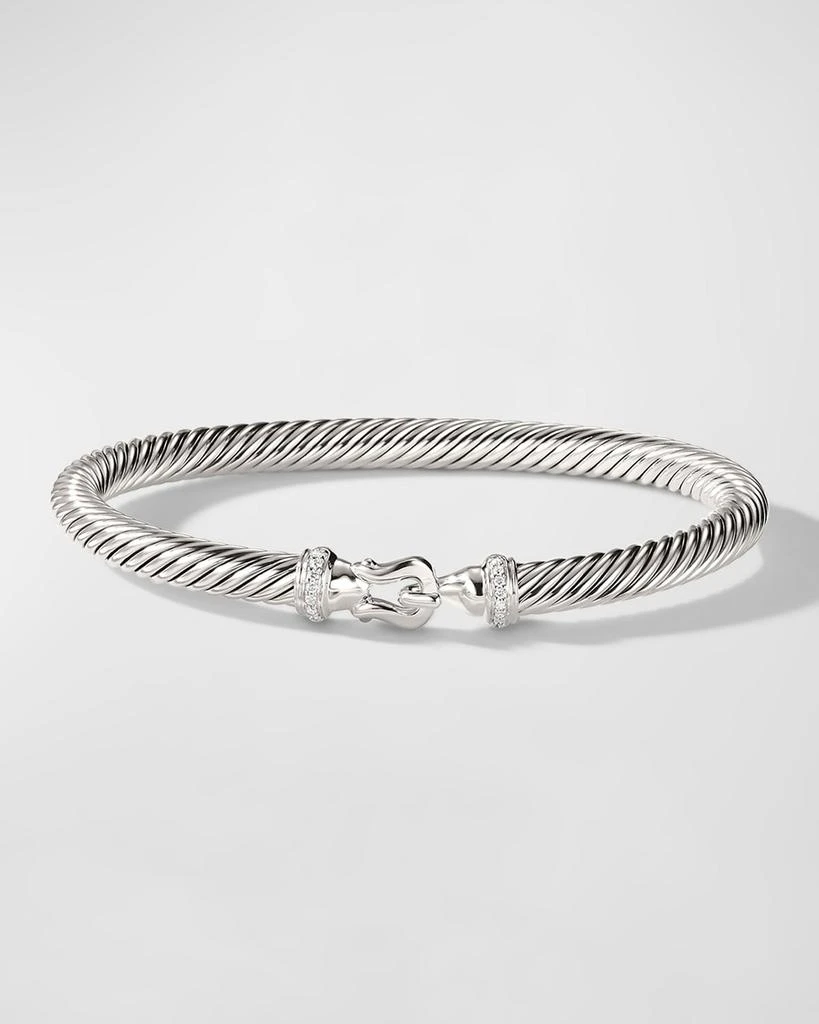 David Yurman Cable Buckle Bracelet in Silver with Diamonds, 5mm