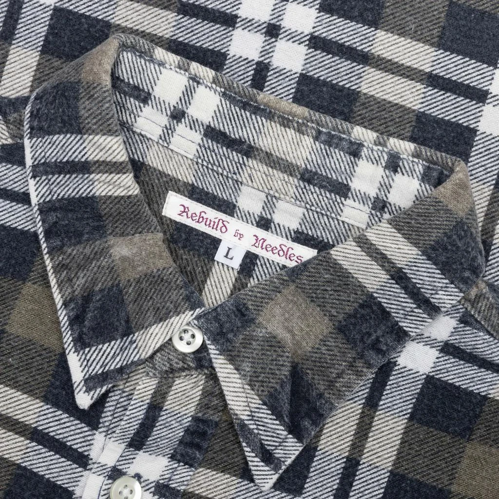 Needles Rebuild by Flannel Shirt 7 Cuts Shirt - Olive/White 3