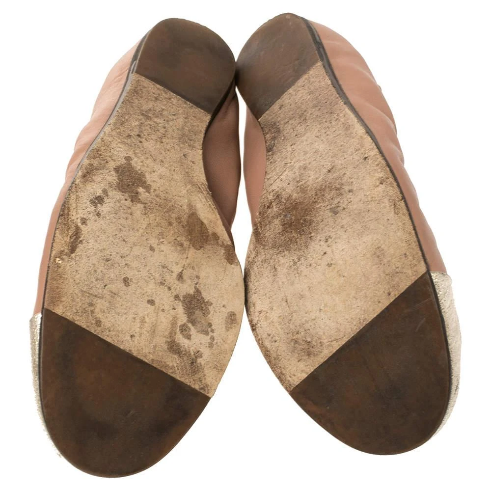 Lanvin Lanvin Nude/Silver Leather Scrunch Ballet Flats Size 37 6