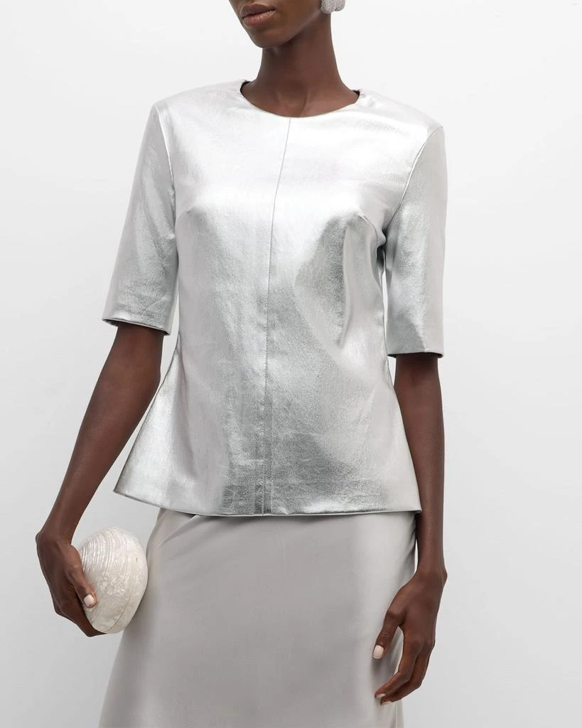 ROSETTA GETTY Leather Fitted T-Shirt 4