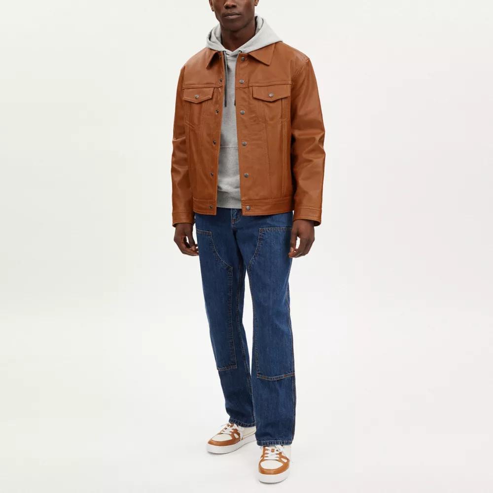 ジャケット・アウター COACH LEATHER Trucker Jacket L CM795 Leather Trucker Jacket – On Sale Now with Up to 80% Off | Discover