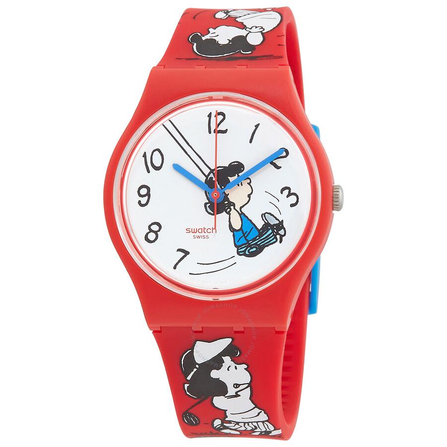 Swatch Peanuts Klunk Quartz White Dial Unisex Watch SO28Z106