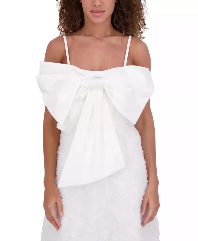 Kensie Women's Large-Bow-Trim Sleeveless A-Line Dress 3