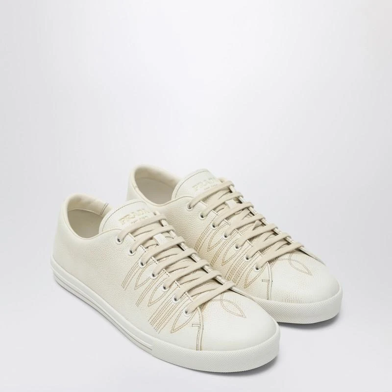 Prada Talc-coloured leather sneakers 2