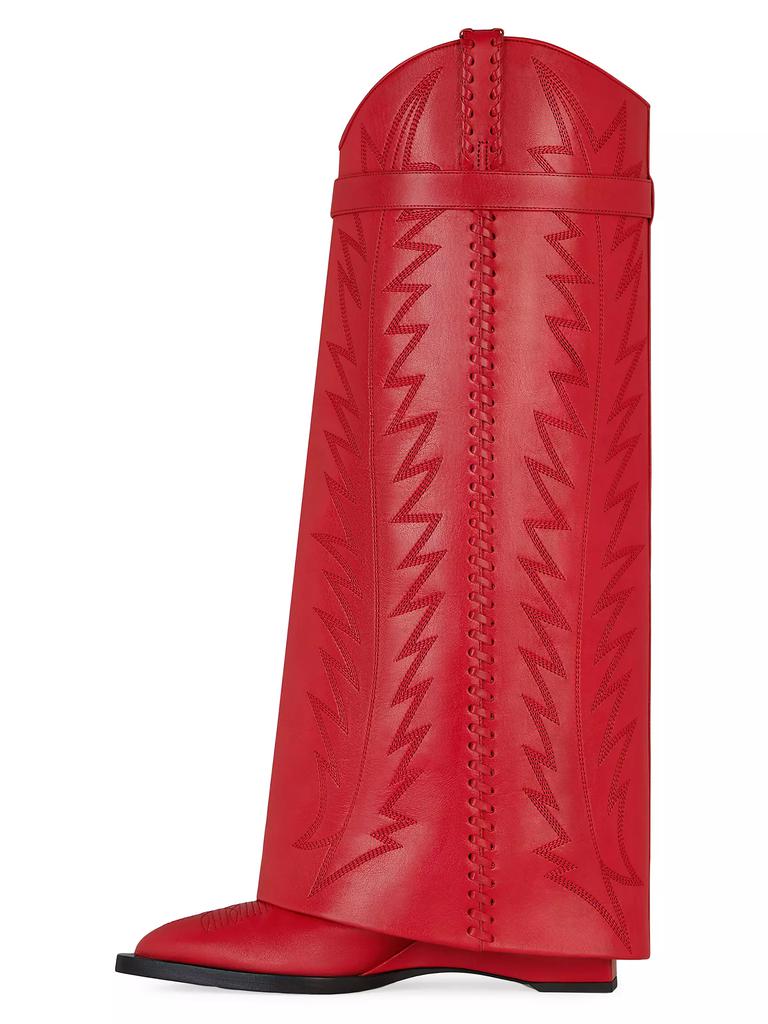 Givenchy Shark Lock Cowboy Boots In Leather With Western Pattern