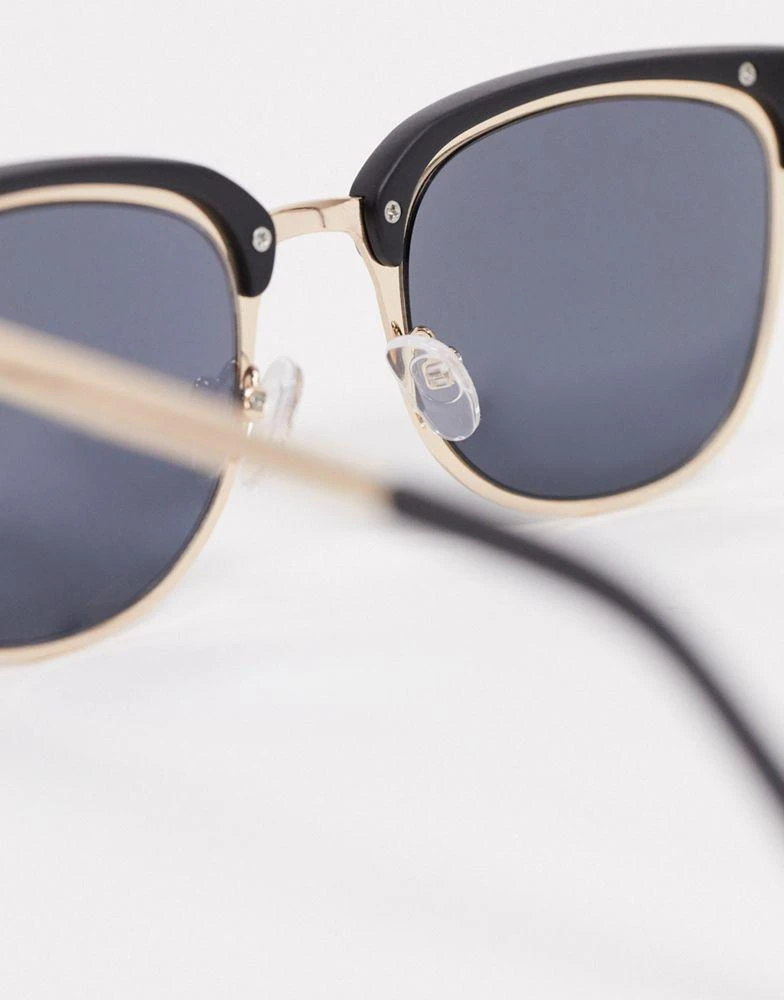 ASOS ASOS DESIGN retro metal sunglasses with smoke lens in gold and black 4