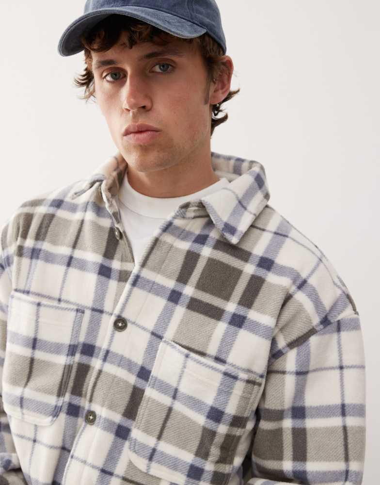Weekday Weekday work fleece overshirt in mole
