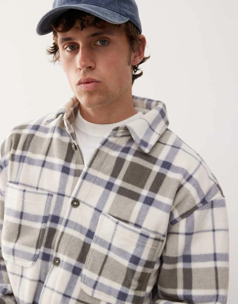 Weekday Weekday work fleece overshirt in mole 2
