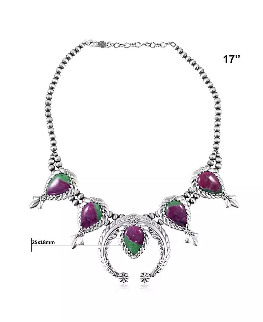 American West Jewelry Sterling Silver Ruby Zoisite Pear-Cut Squash Blossom Necklace, 17 to 20 Inches 2