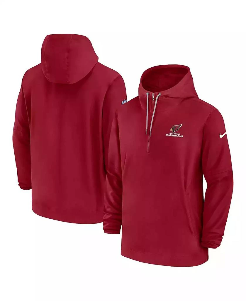 NIKE Men's Cardinal Arizona Cardinals Sideline Quarter-Zip Hoodie 1