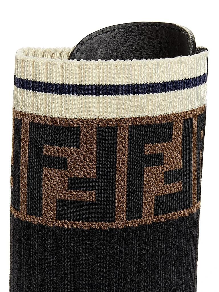 Fendi Rockoko Leather & Knit Combat Boots 5