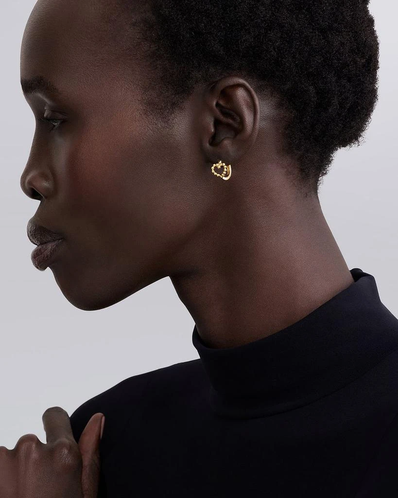 LAGOS 18K Yellow Gold Caviar Gold Beaded Heart Huggie Hoop Earrings 2