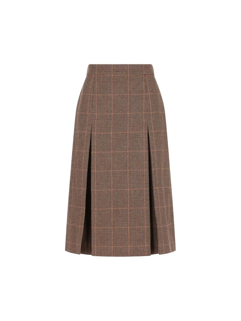 Yves Saint Laurent Saint Laurent Checked Midi Skirt 1