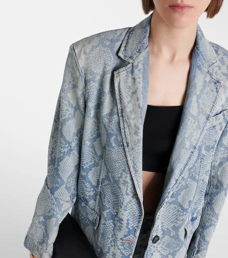 Max Mara Snake-effect denim blazer 4