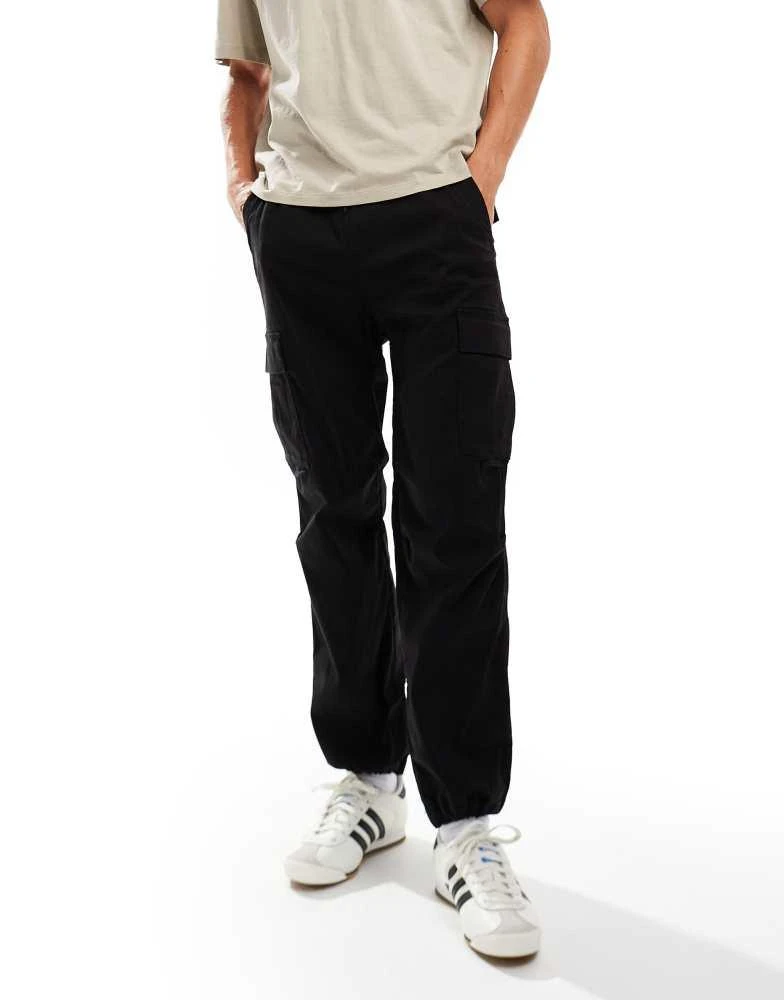 HOLLISTER Hollister cotton nylon loose fit parachute cargo joggers in black 5