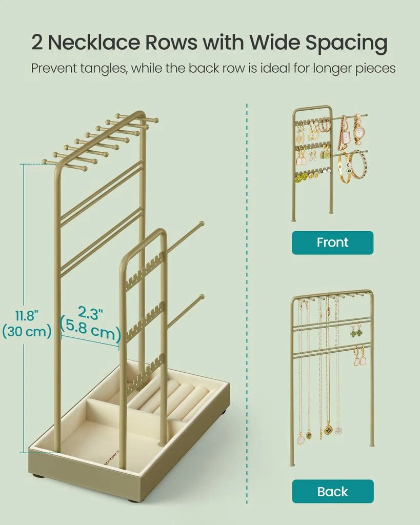 Hivvago Jewelry Holder with Metal Frame and Velvet Tray 3