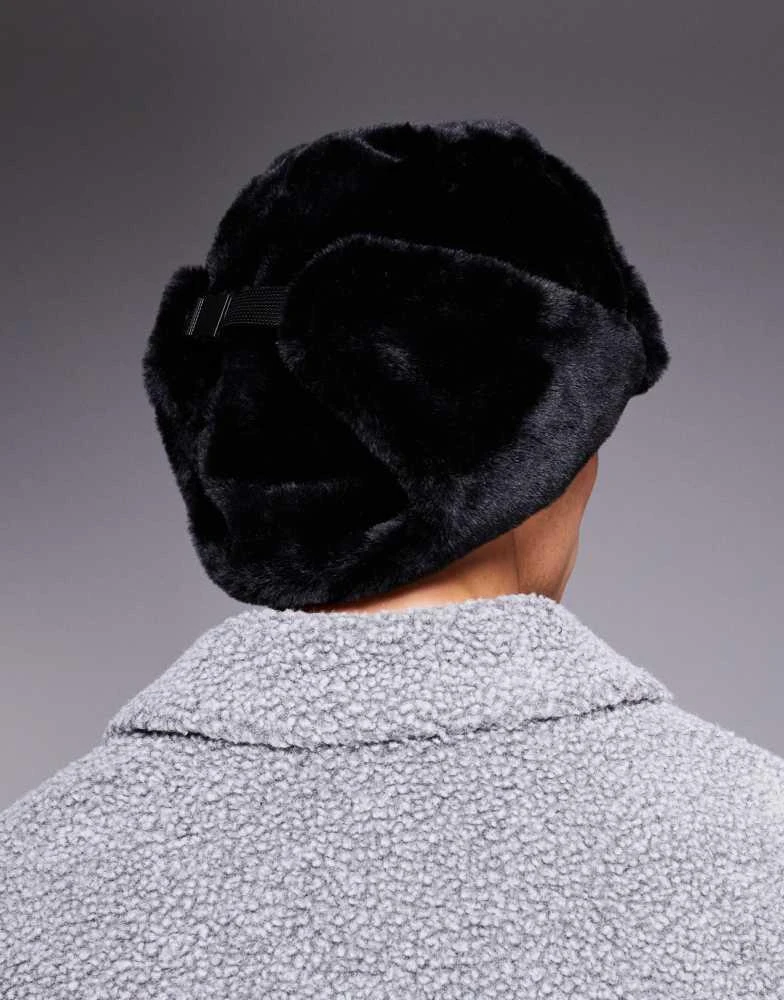 ASOS ASOS DESIGN faux fur trapper hat in black 2