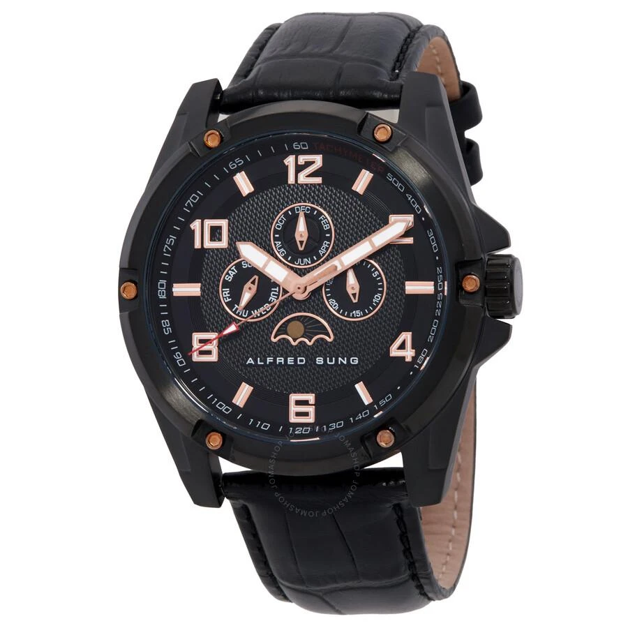 Alfred Sung Astral Quartz Moon Phase Black Dial Men's Watch AS1900BL-1A 1