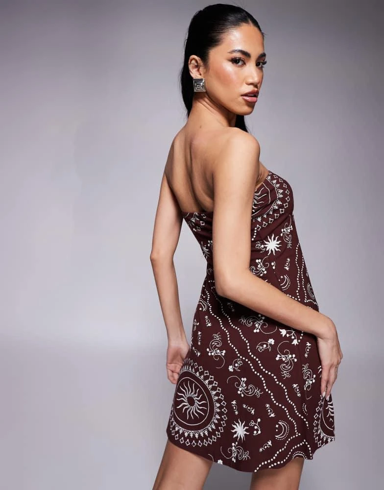 ASOS ASOS DESIGN bandeau mini swing dress in bandanna print 4