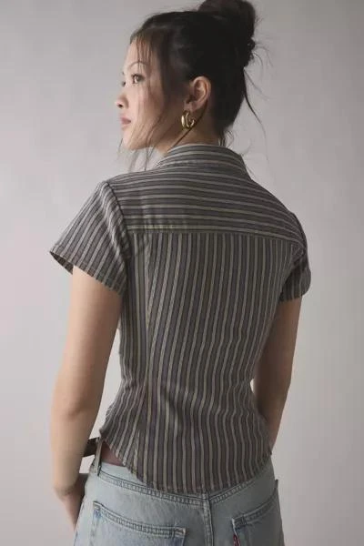 BDG Silence + Noise Polly Slim Short Sleeve Snap-Button Shirt 2