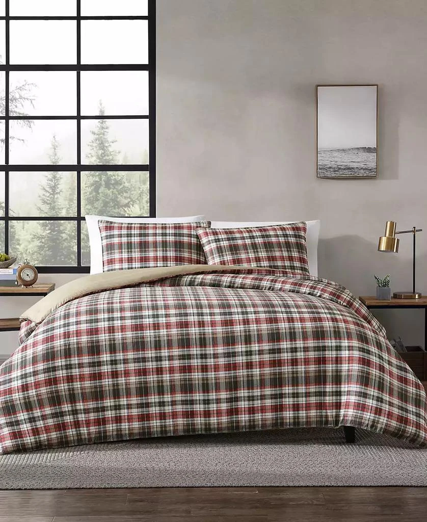 Eddie Bauer Astoria Plaid Microsuede 3 Piece Duvet Cover Set 1