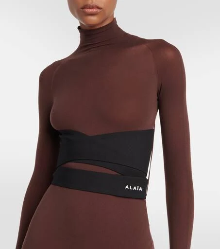 Alaïa Belted jersey turtleneck maxi dress 4
