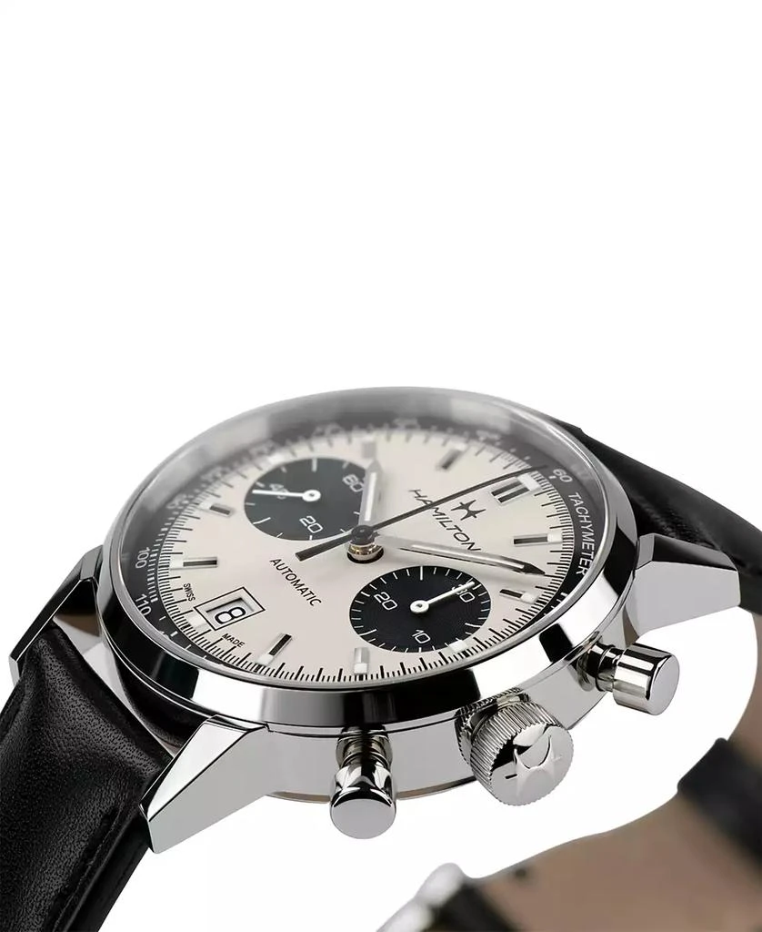 Hamilton Men's Swiss Automatic Chronograph Intra-Matic Black Leather Strap Watch 40mm 2